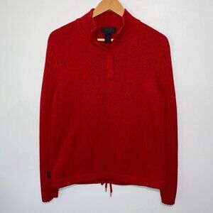 Ralph Lauren 2000s Heavy Knit Sweater Velcro Turtle Neck Womens Red Large